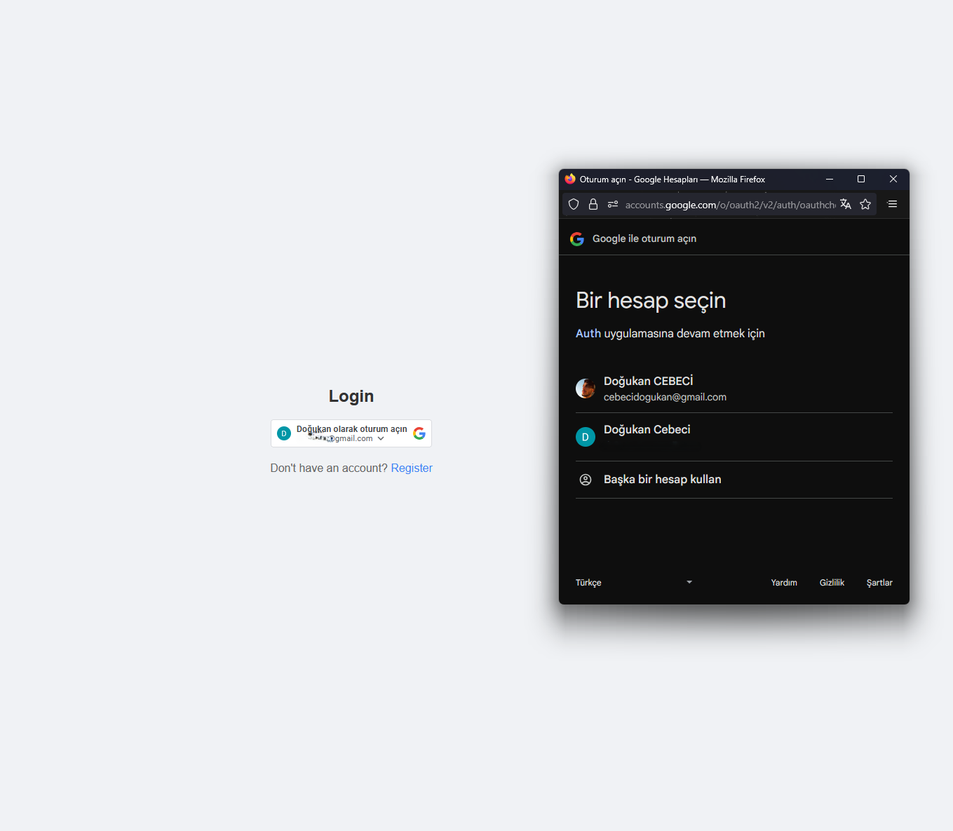 Google One Tap Auth Proje Resmi